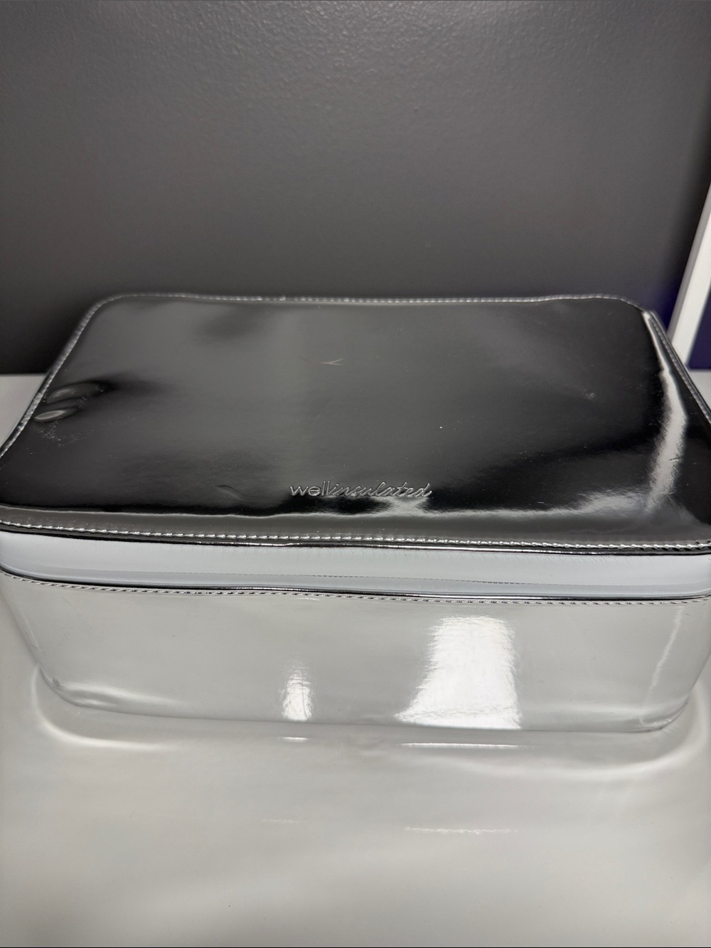 Well insulated Cosmetic Train Case 11” Silver, used once
